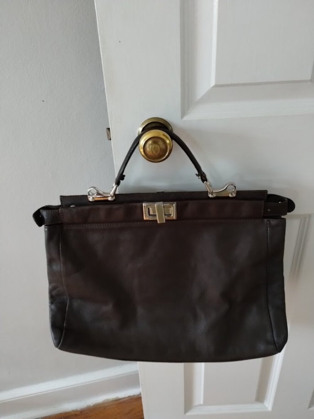 Borse in Pelle Brown Leather Tote Handbag Made in Italy